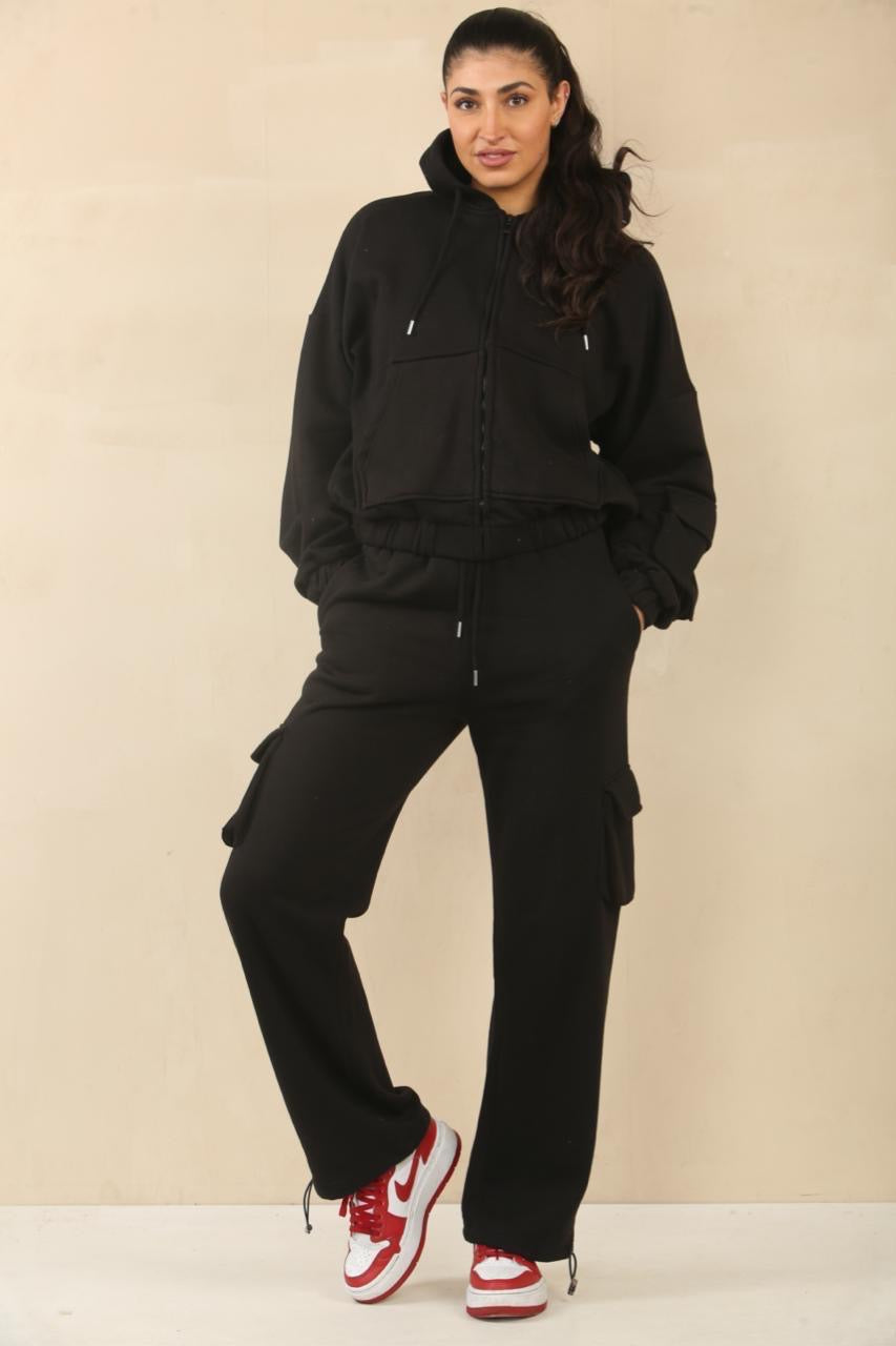 Cargo Bomber Jacket Fleece Tracksuit - Nadia