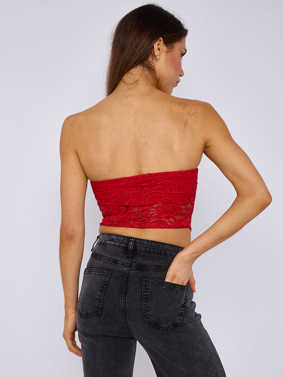 Bandeau Lace Crop Top - Amber - Storm Desire