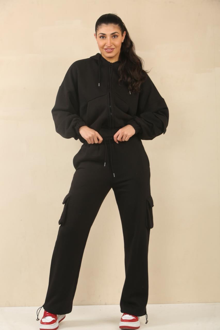 Cargo Bomber Jacket Fleece Tracksuit - Nadia