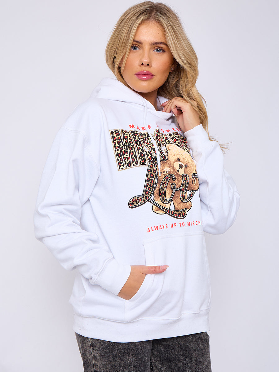 Mischief Printed Teddy Love Hoodie - Alayah - Storm Desire