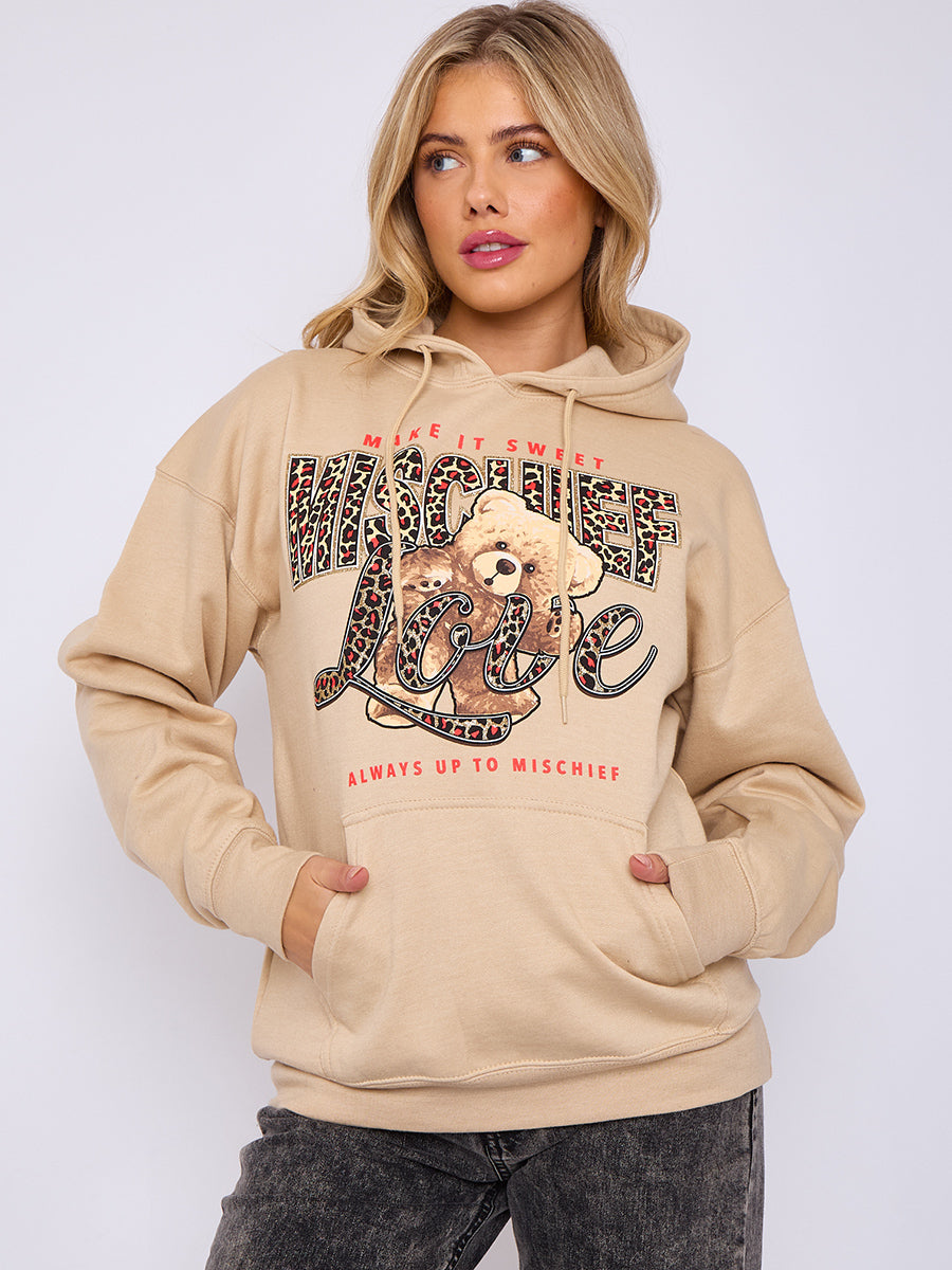 Mischief Printed Teddy Love Hoodie - Alayah - Storm Desire