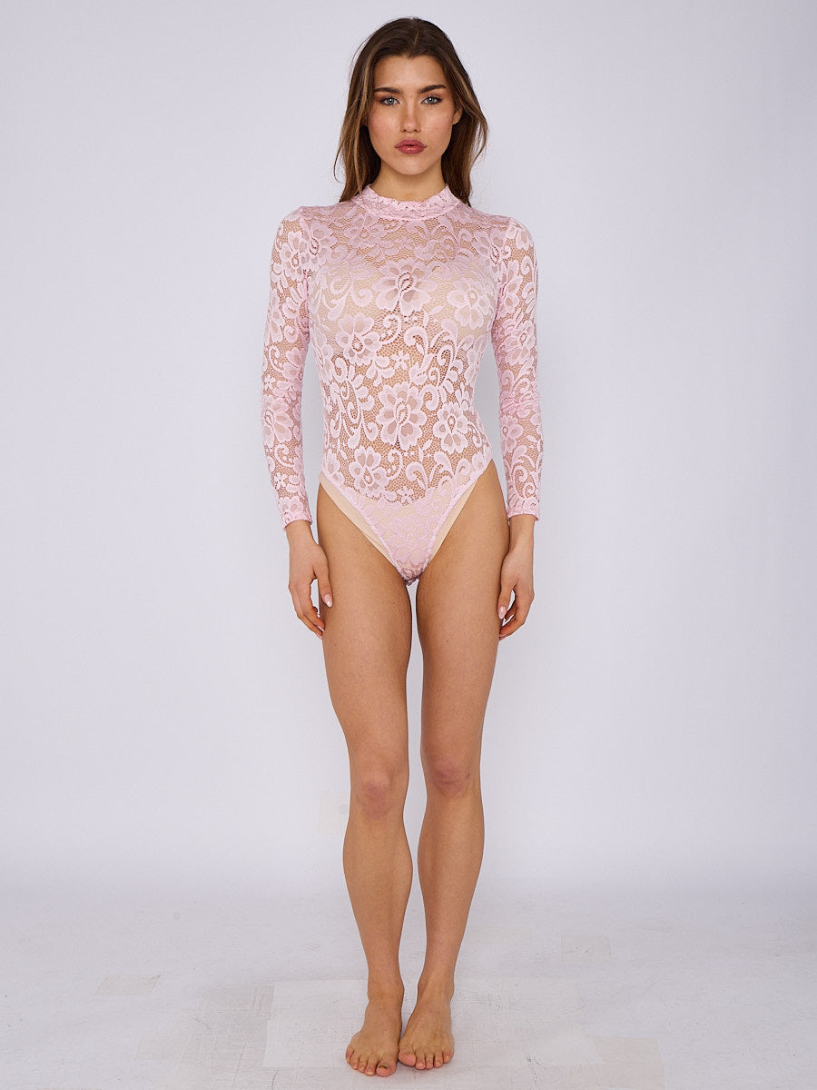 Long Sleeve Lace Bodysuit - Rosalia - Storm Desire