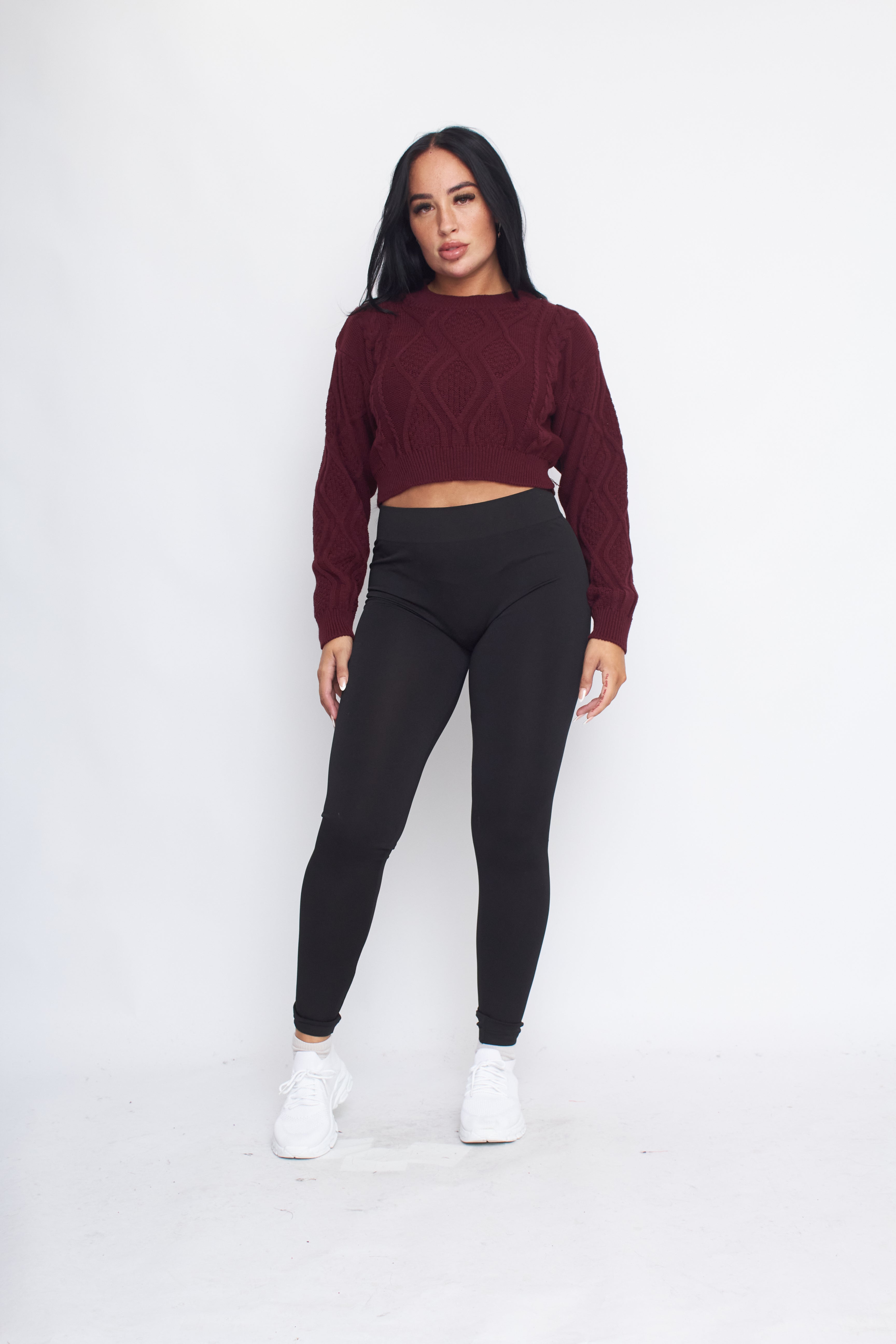 Cable Knitted Crop Jumper - Lana - Storm Desire