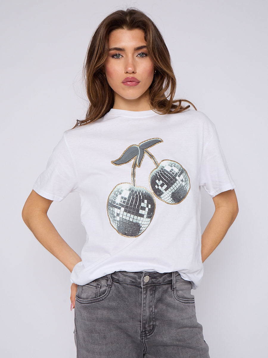 Disco Cherry Printed T-Shirt - Emelia - Storm Desire