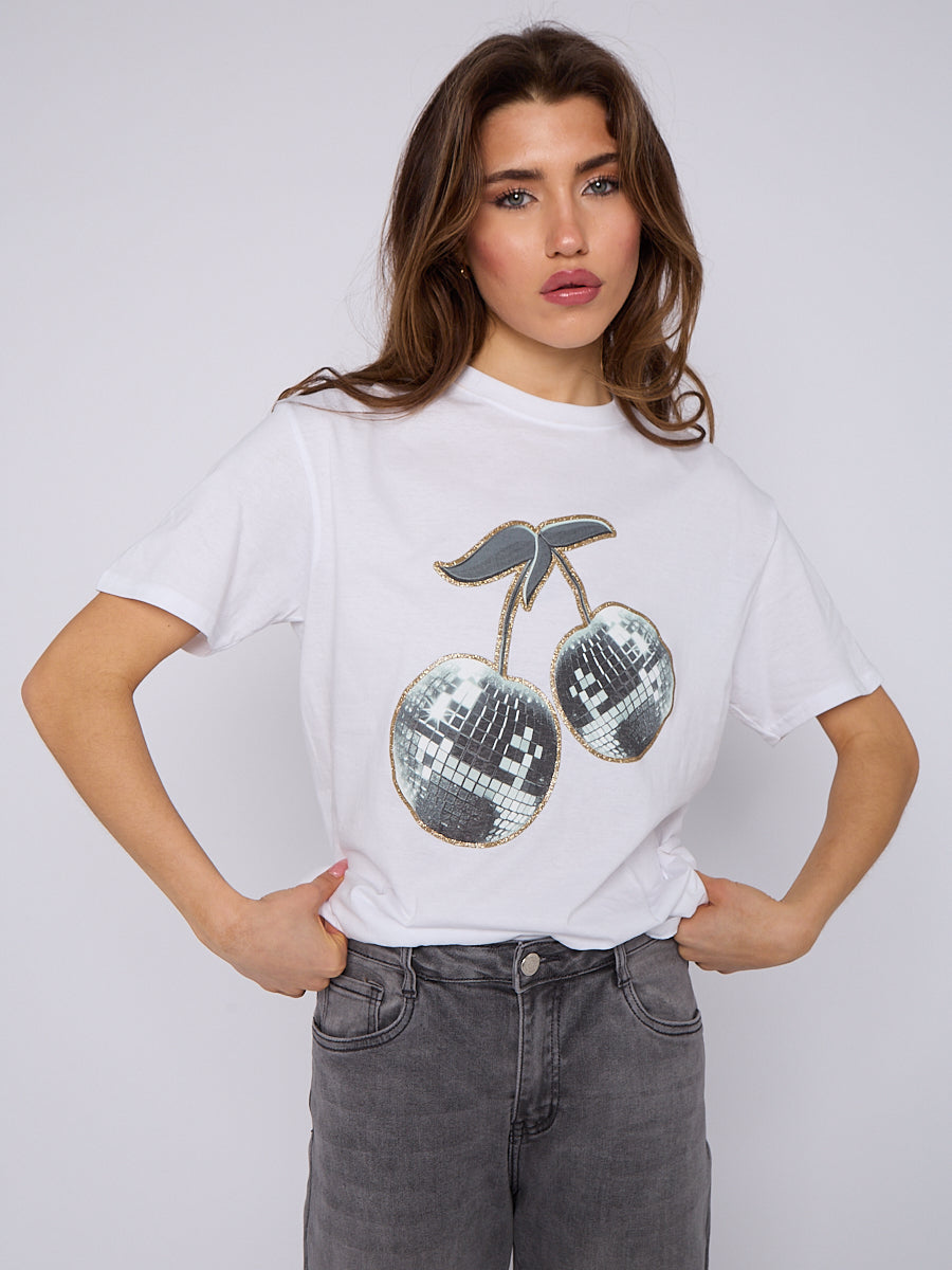 Disco Cherry Printed T-Shirt - Emelia - Storm Desire