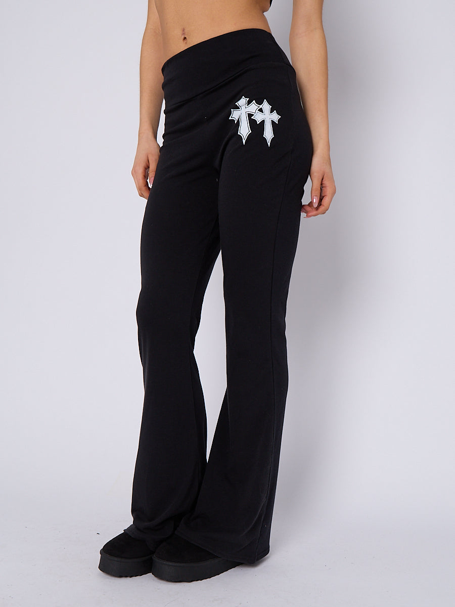 Crucifix Crop Top & Flare Trouser Co-ord - Avianna - Storm Desire