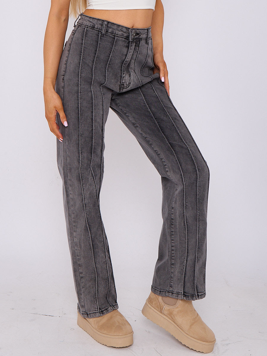 3 Seam Detail Wide Leg Jeans - Elisa - Storm Desire