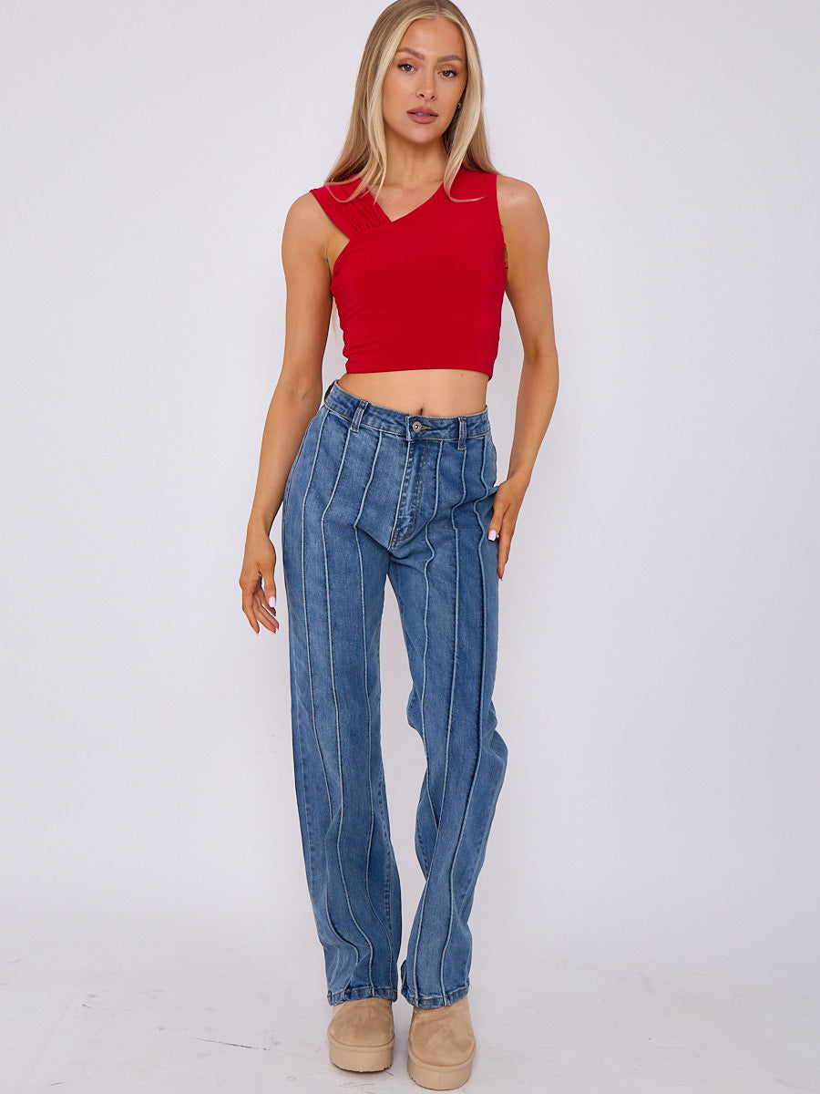 3 Seam Detail Wide Leg Jeans - Elisa - Storm Desire