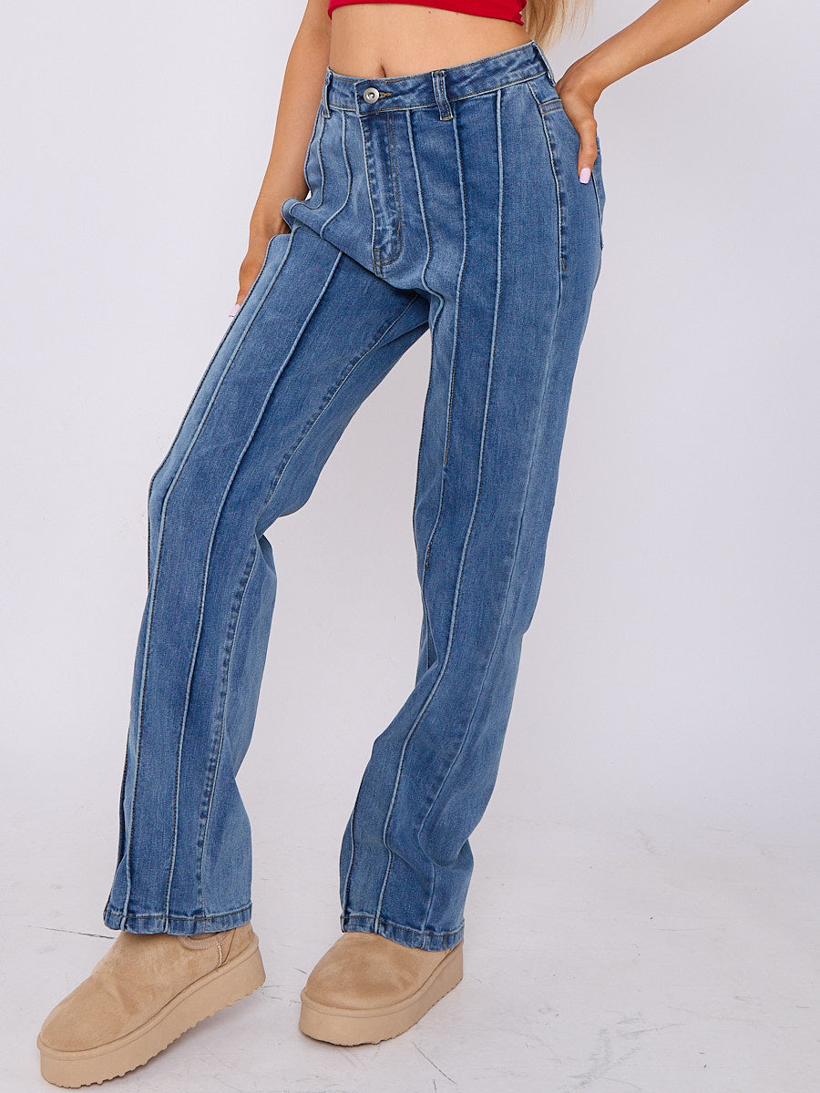 3 Seam Detail Wide Leg Jeans - Elisa - Storm Desire