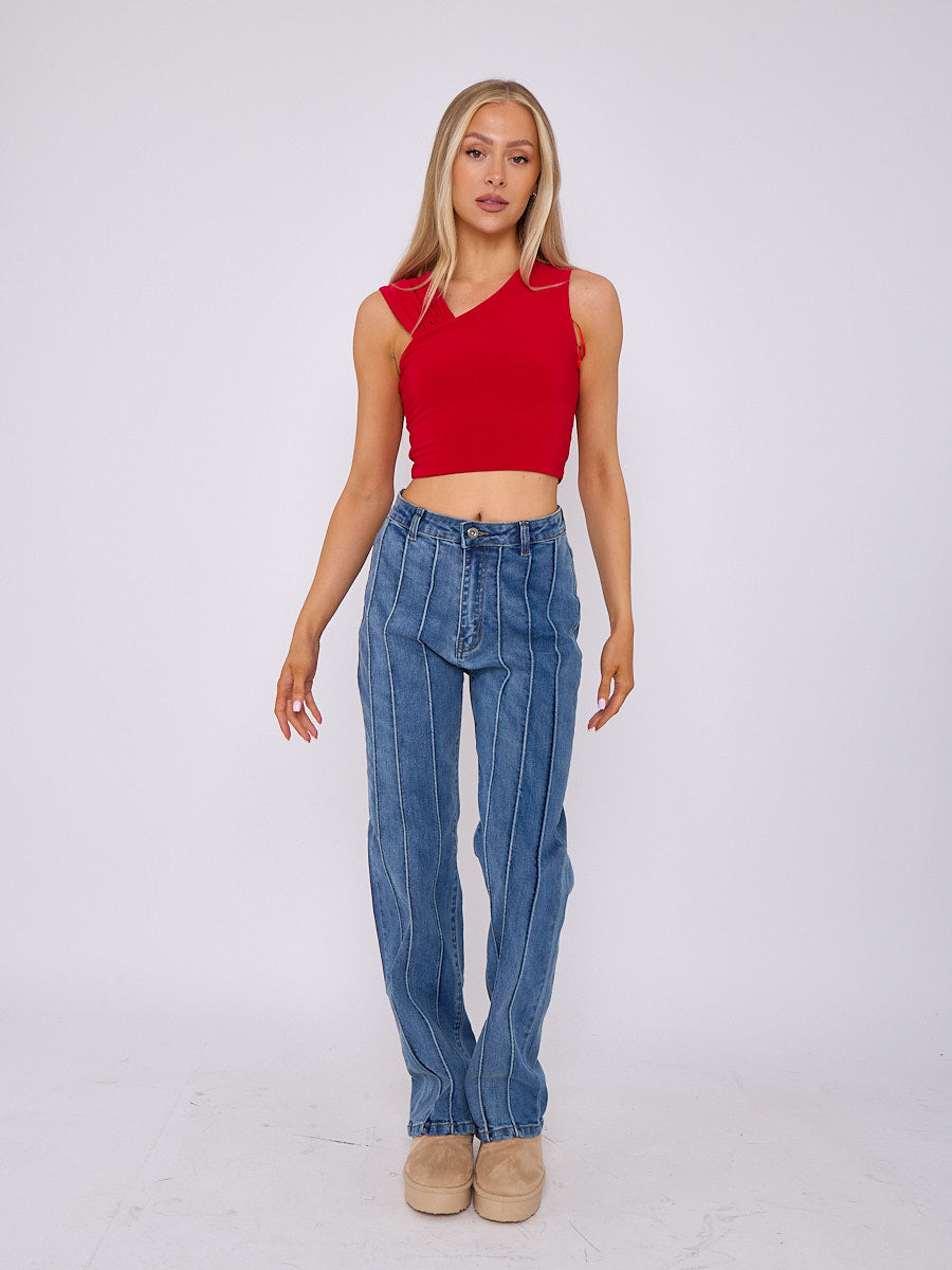 3 Seam Detail Wide Leg Jeans - Elisa - Storm Desire