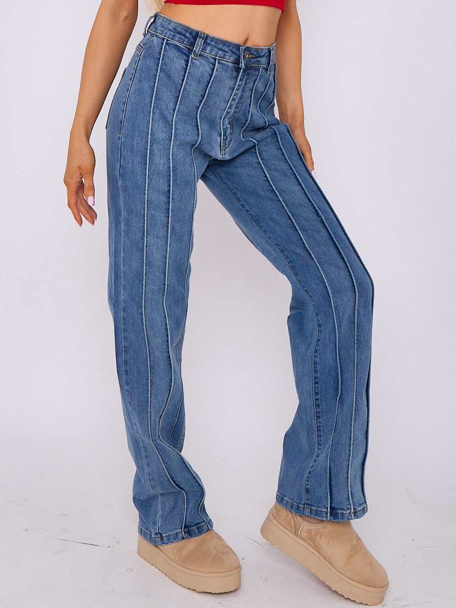 3 Seam Detail Wide Leg Jeans - Elisa - Storm Desire