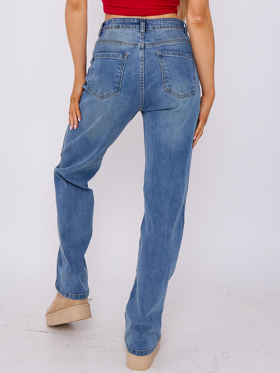 3 Seam Detail Wide Leg Jeans - Elisa - Storm Desire