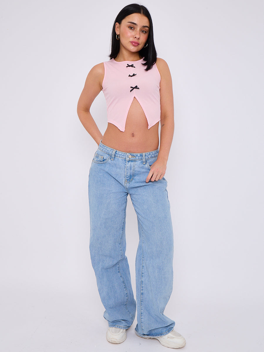 Bow Front Ribbed Crop Top - Blaire - Storm Desire