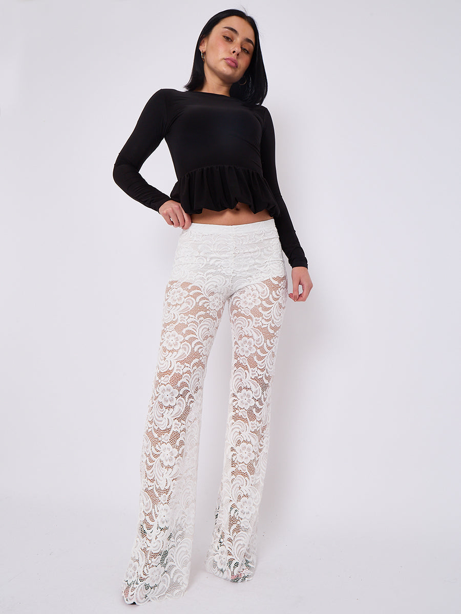 High Waist Lace Flared Trousers - Heaven - Storm Desire