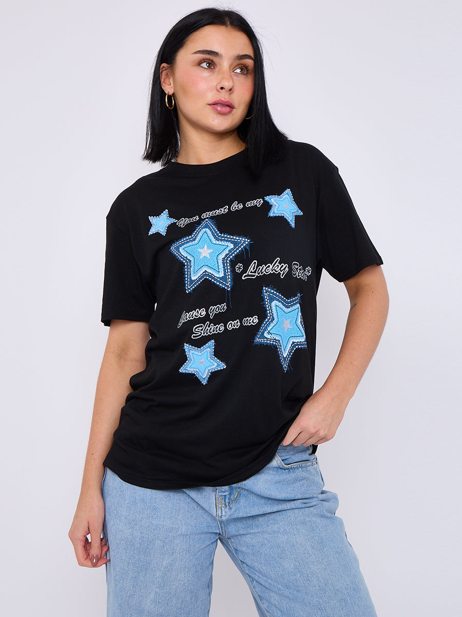 Lucky Star Printed T-Shirt - Maxine - Storm Desire