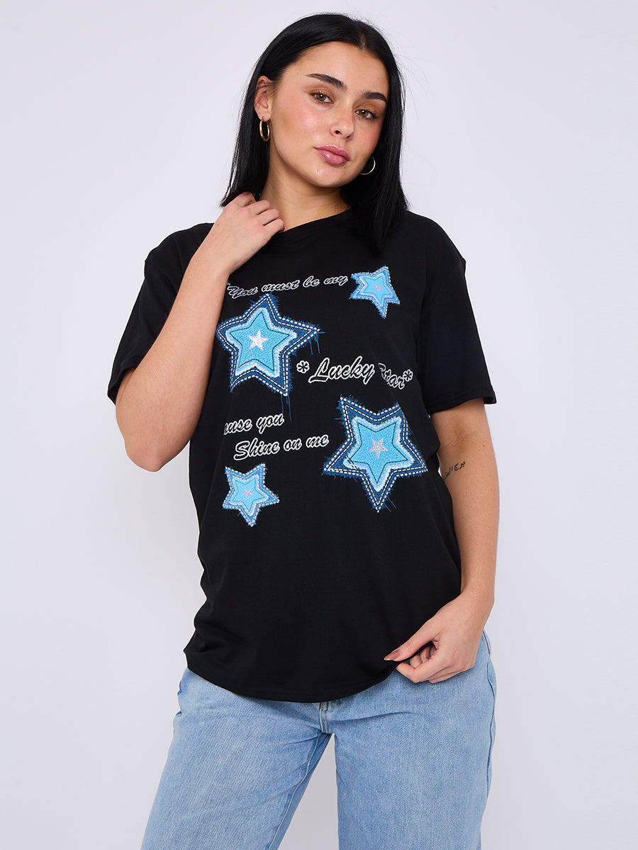 Lucky Star Printed T-Shirt - Maxine - Storm Desire