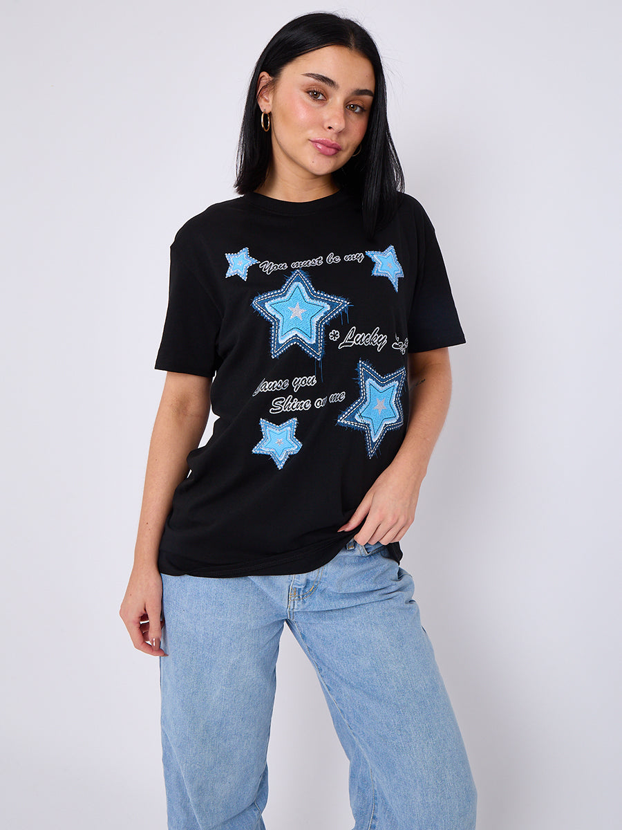 Lucky Star Printed T-Shirt - Maxine - Storm Desire