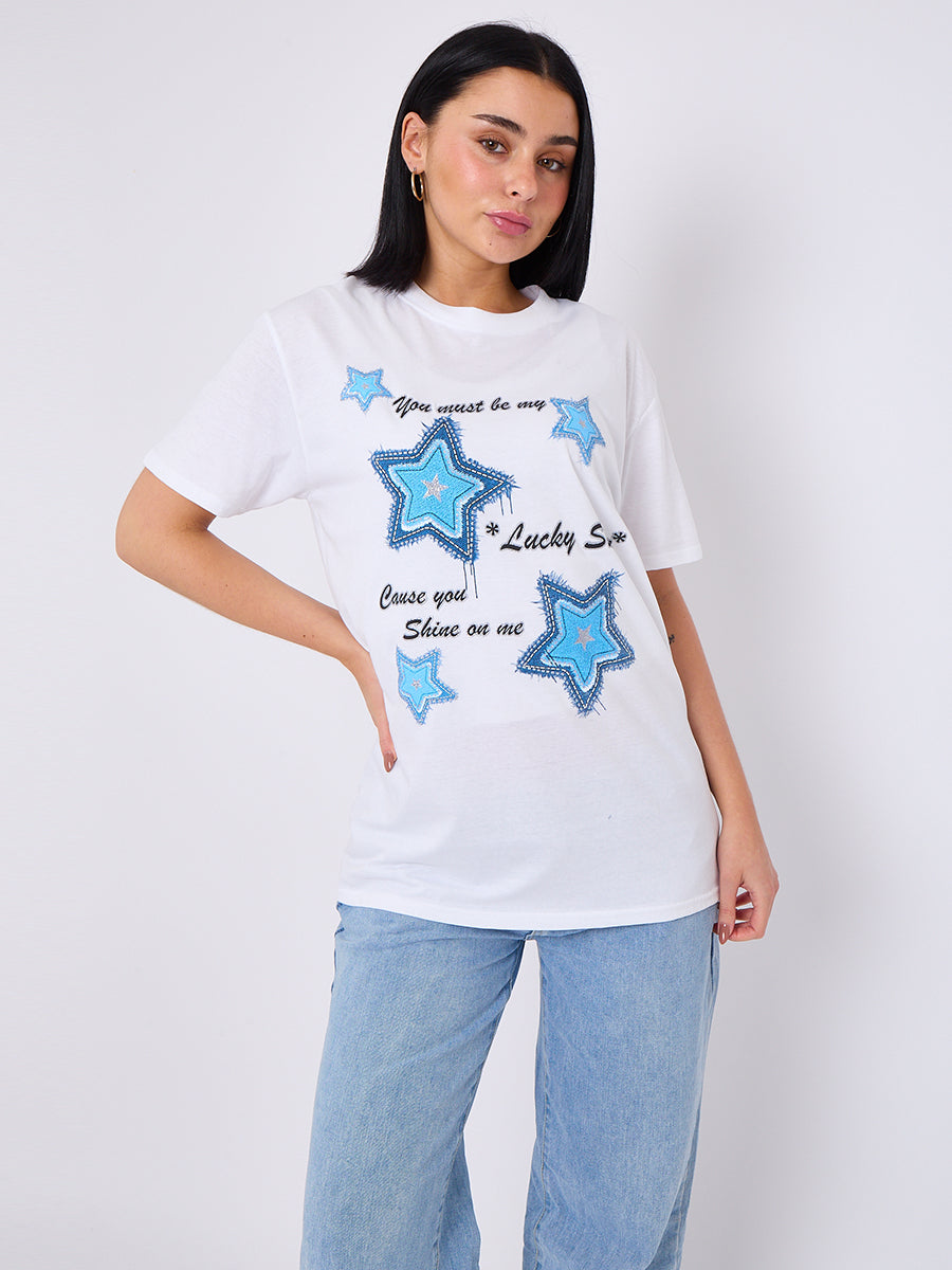 Lucky Star Printed T-Shirt - Maxine - Storm Desire