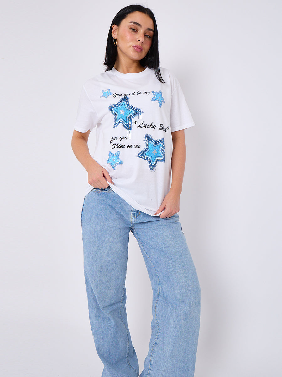 Lucky Star Printed T-Shirt - Maxine - Storm Desire