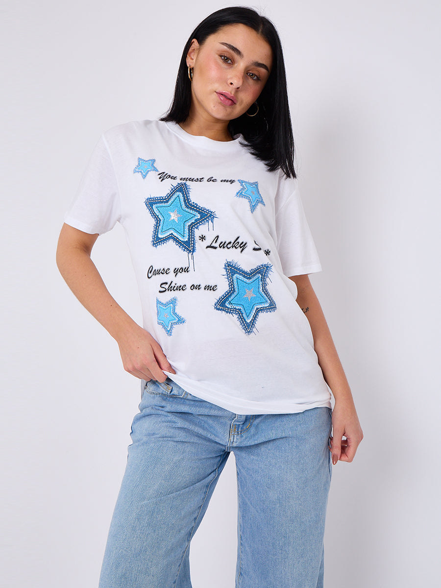 Lucky Star Printed T-Shirt - Maxine - Storm Desire