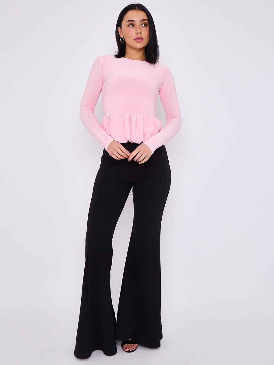 Long Sleeve Bubble Hem Top - Amalia - Storm Desire