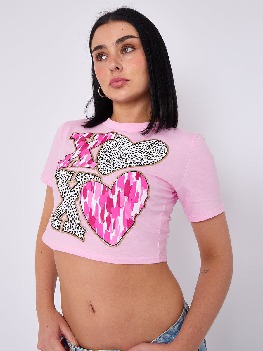 Xo Xo Graphic Printed Crop Top - Mariam - Storm Desire