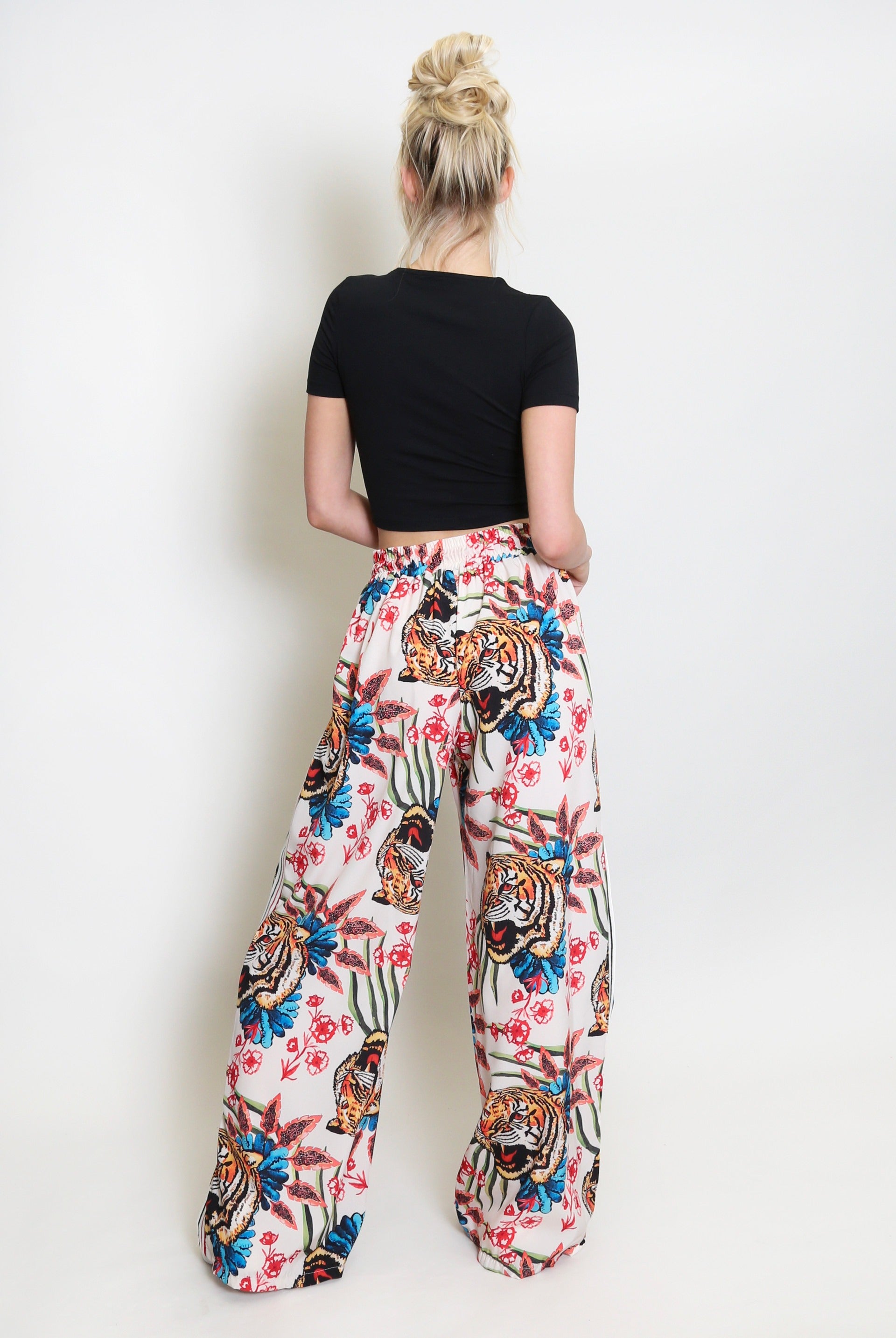 Tiger Print Stripe Wide Leg Trouser - Sutton - Storm Desire