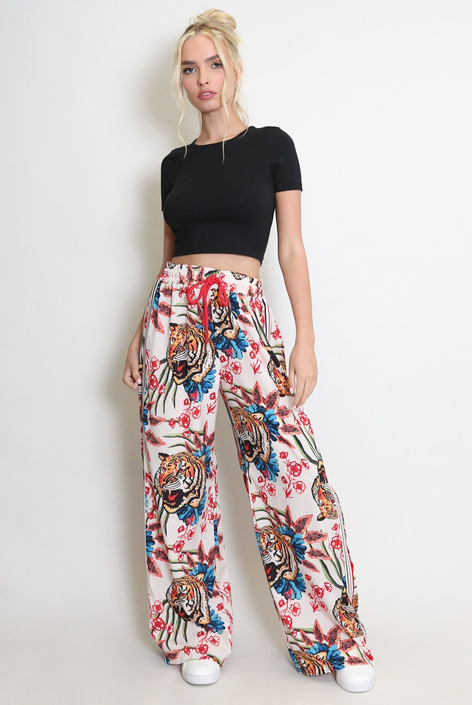 Tiger Print Stripe Wide Leg Trouser - Sutton - Storm Desire