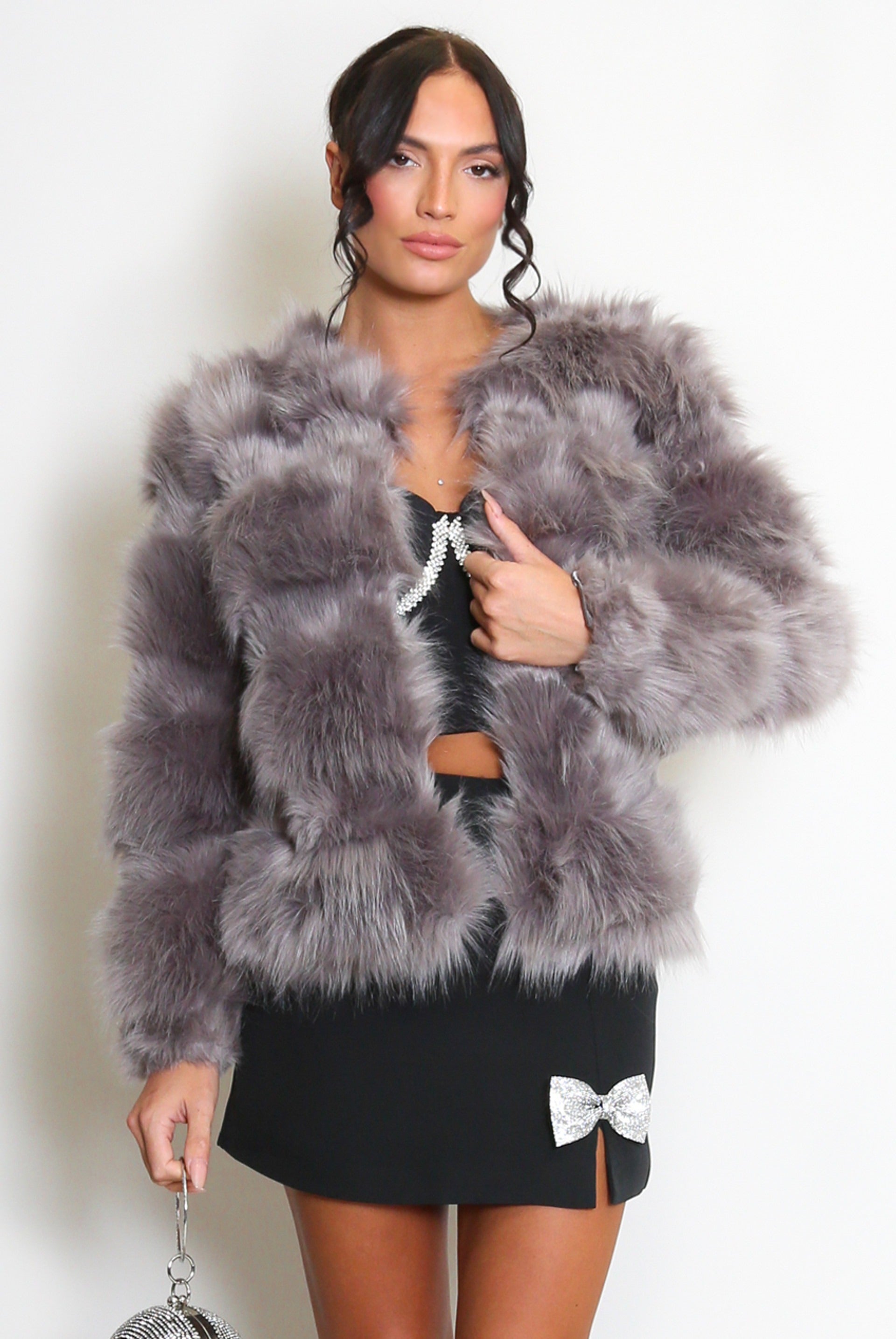 Soft Faux Fur Panel Jacket - Mylah - Storm Desire