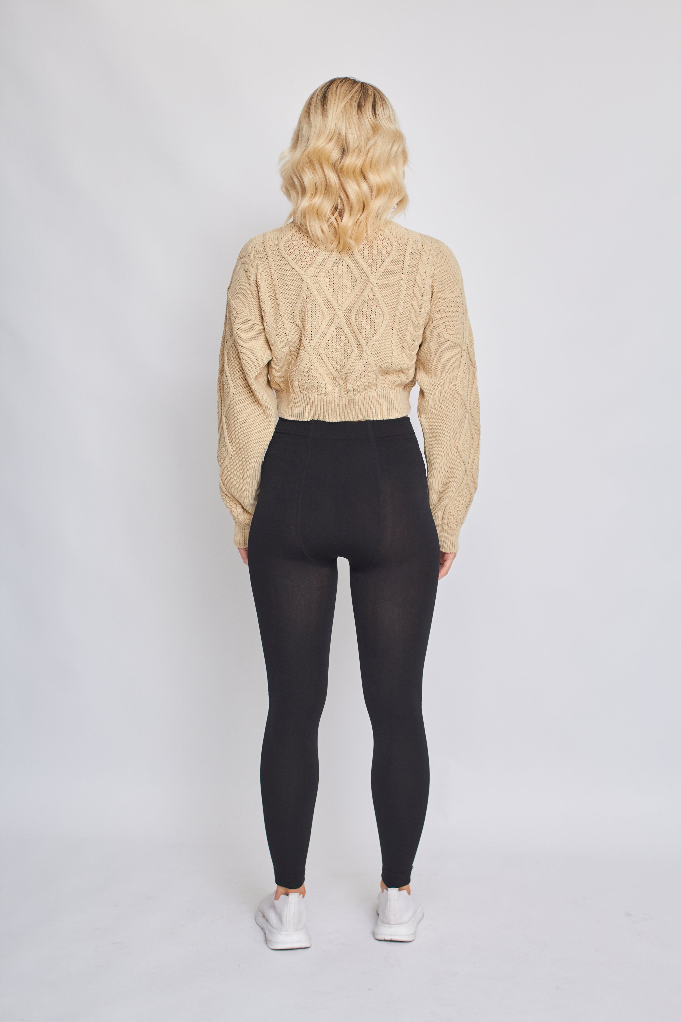 Cable Knitted Crop Jumper - Lana - Storm Desire