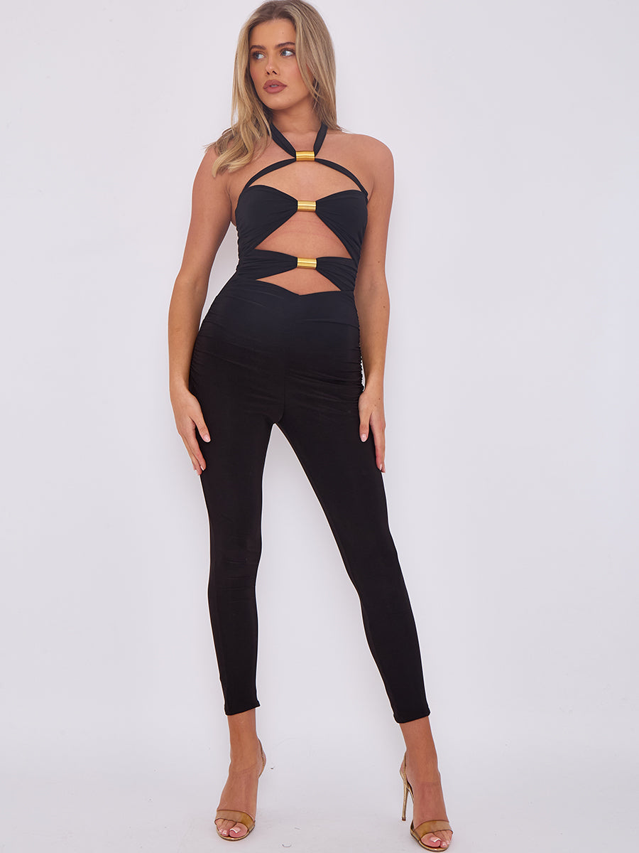 Spring Coil Cut Out Halter Jumpsuit - Noemi - Storm Desire