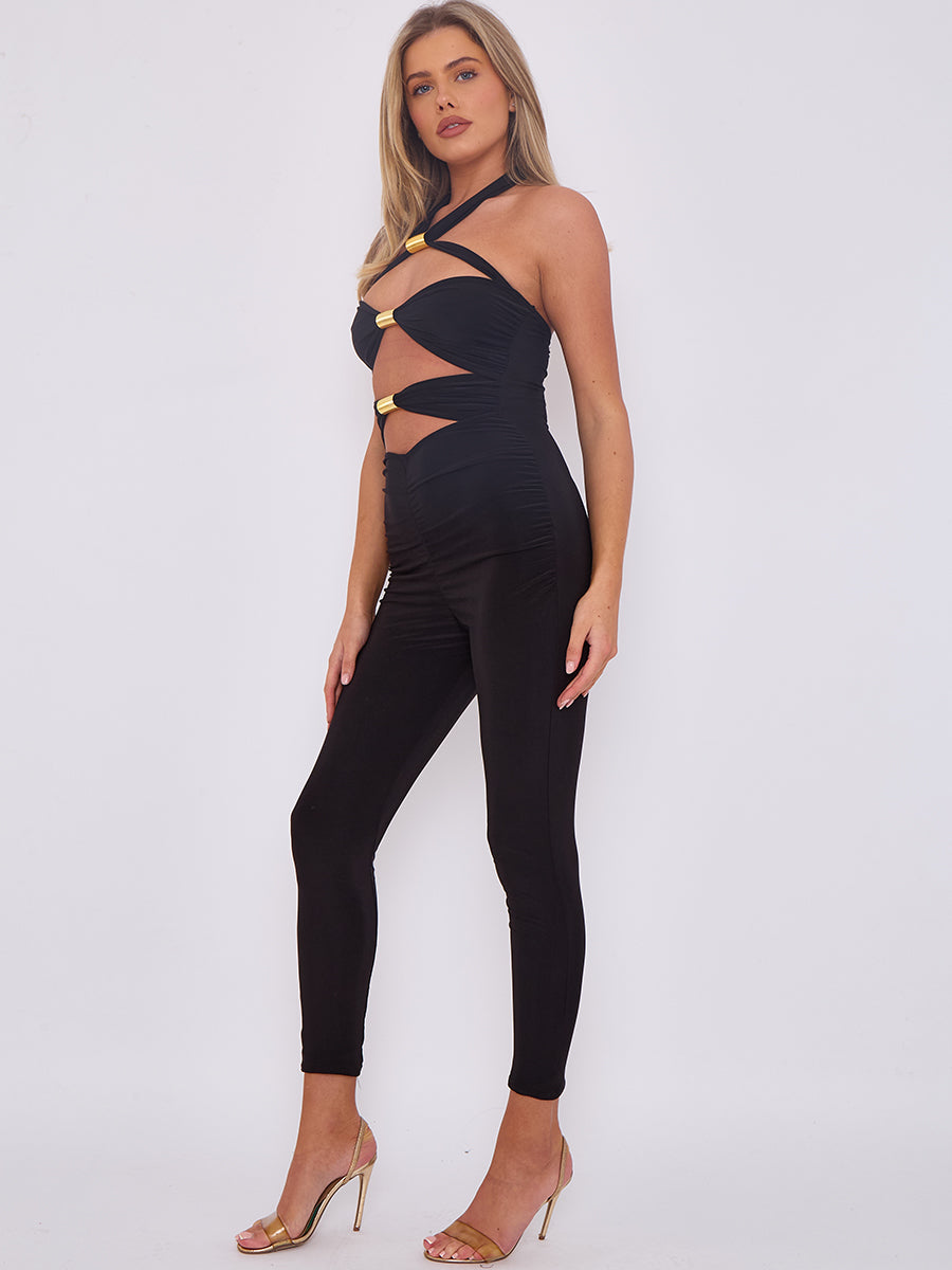 Spring Coil Cut Out Halter Jumpsuit - Noemi - Storm Desire