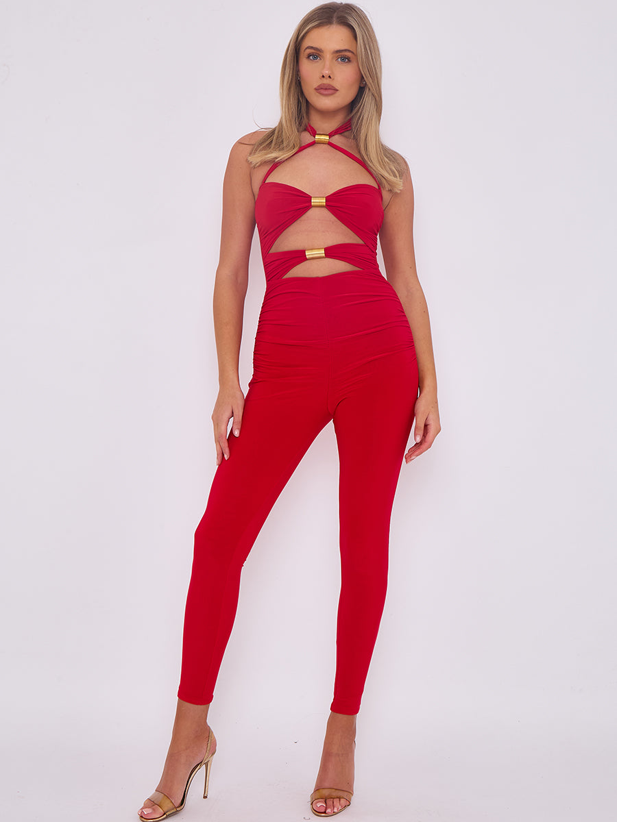 Spring Coil Cut Out Halter Jumpsuit - Noemi - Storm Desire