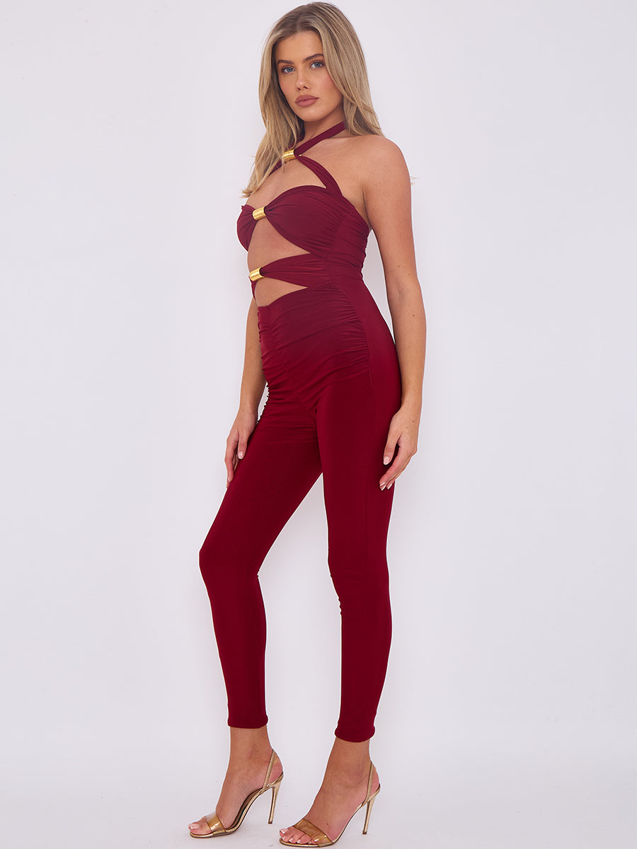 Spring Coil Cut Out Halter Jumpsuit - Noemi - Storm Desire