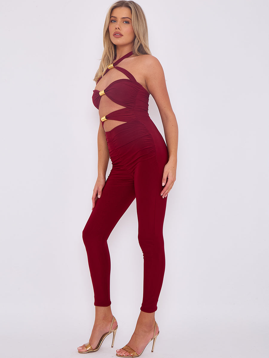 Spring Coil Cut Out Halter Jumpsuit - Noemi - Storm Desire