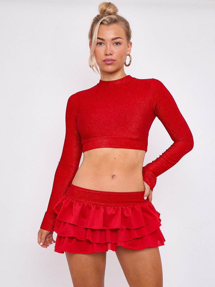 Lurex Crop Top & Rara Skirt Set - Nicole - Storm Desire