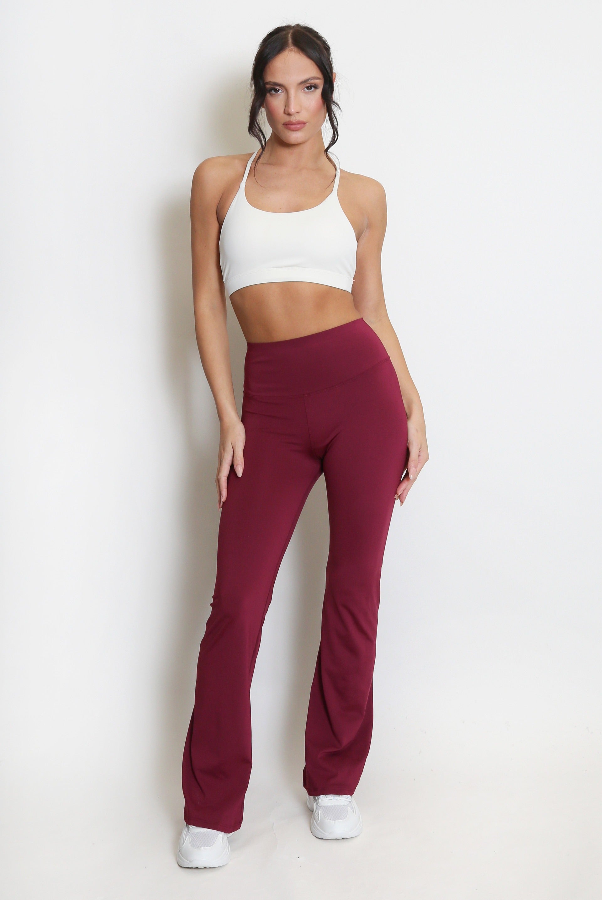 Wine Elasticated Waist Flare Trouser - Payton - Storm Desire