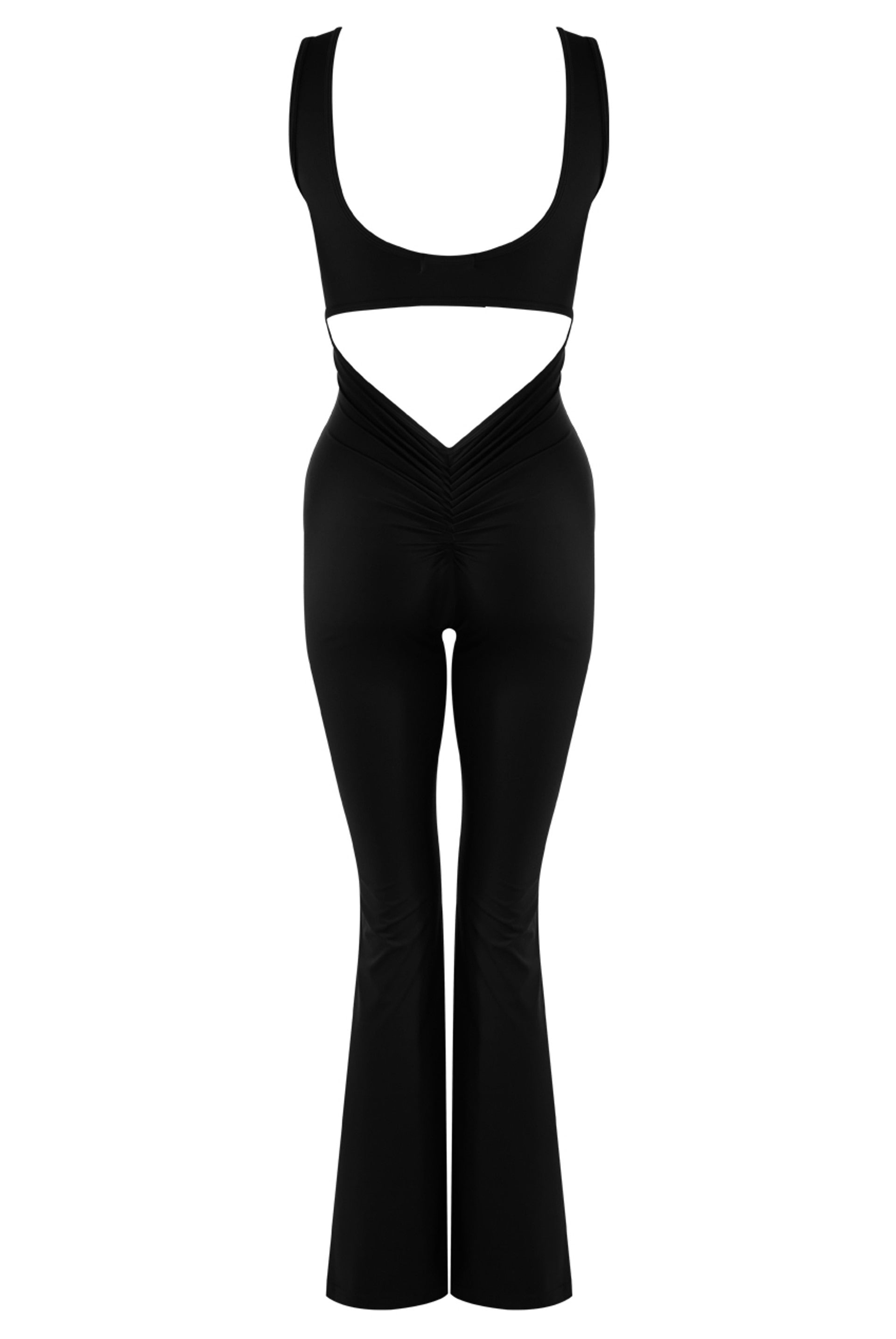 Cut Out Back Ruched Pushup Jumpsuit - Storm Desire