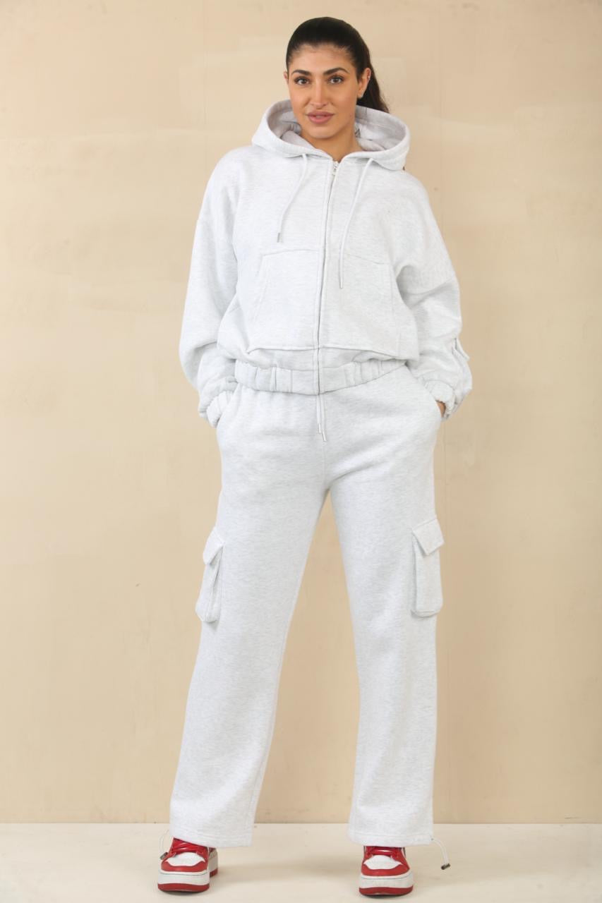 Cargo Bomber Jacket Fleece Tracksuit - Nadia