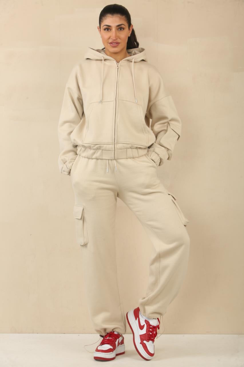 Cargo Bomber Jacket Fleece Tracksuit - Nadia