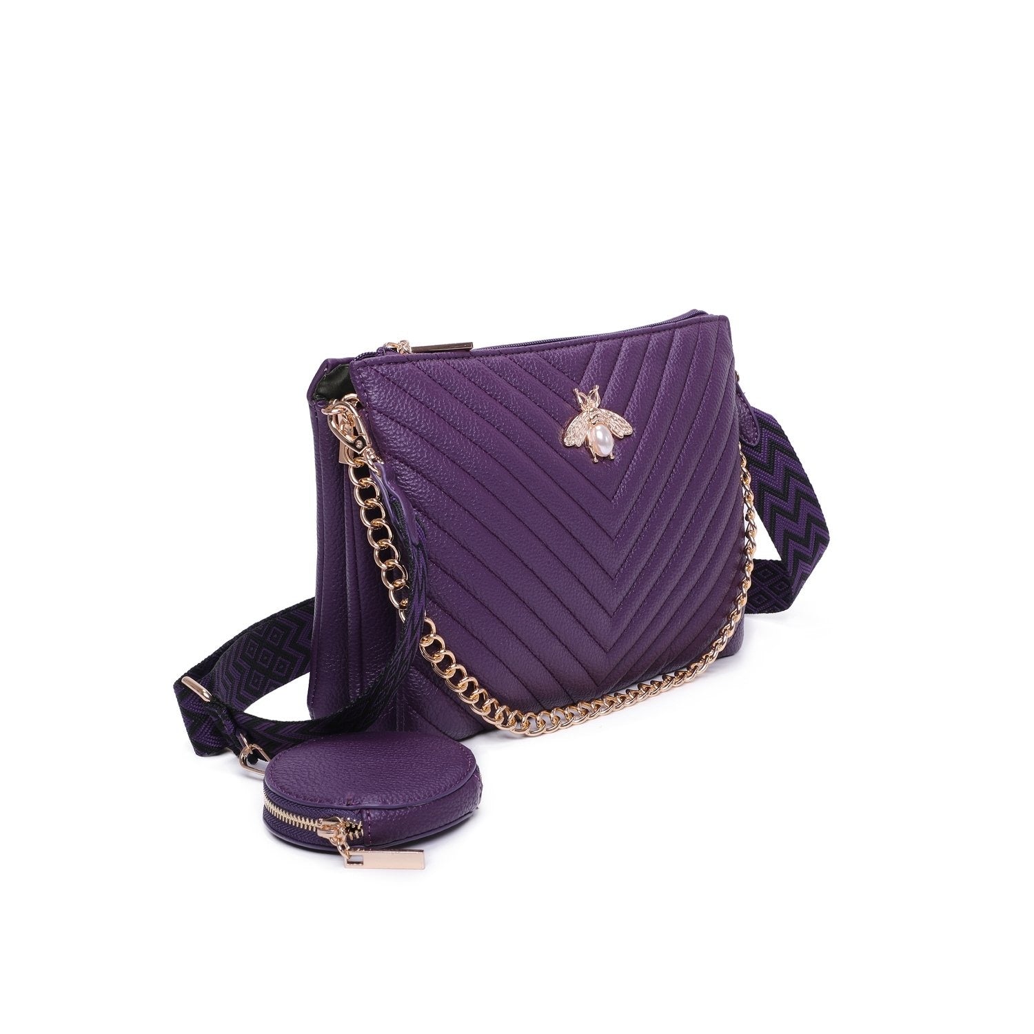 Woven Strap Bee Crossbody Bag - Arabella - Storm Desire