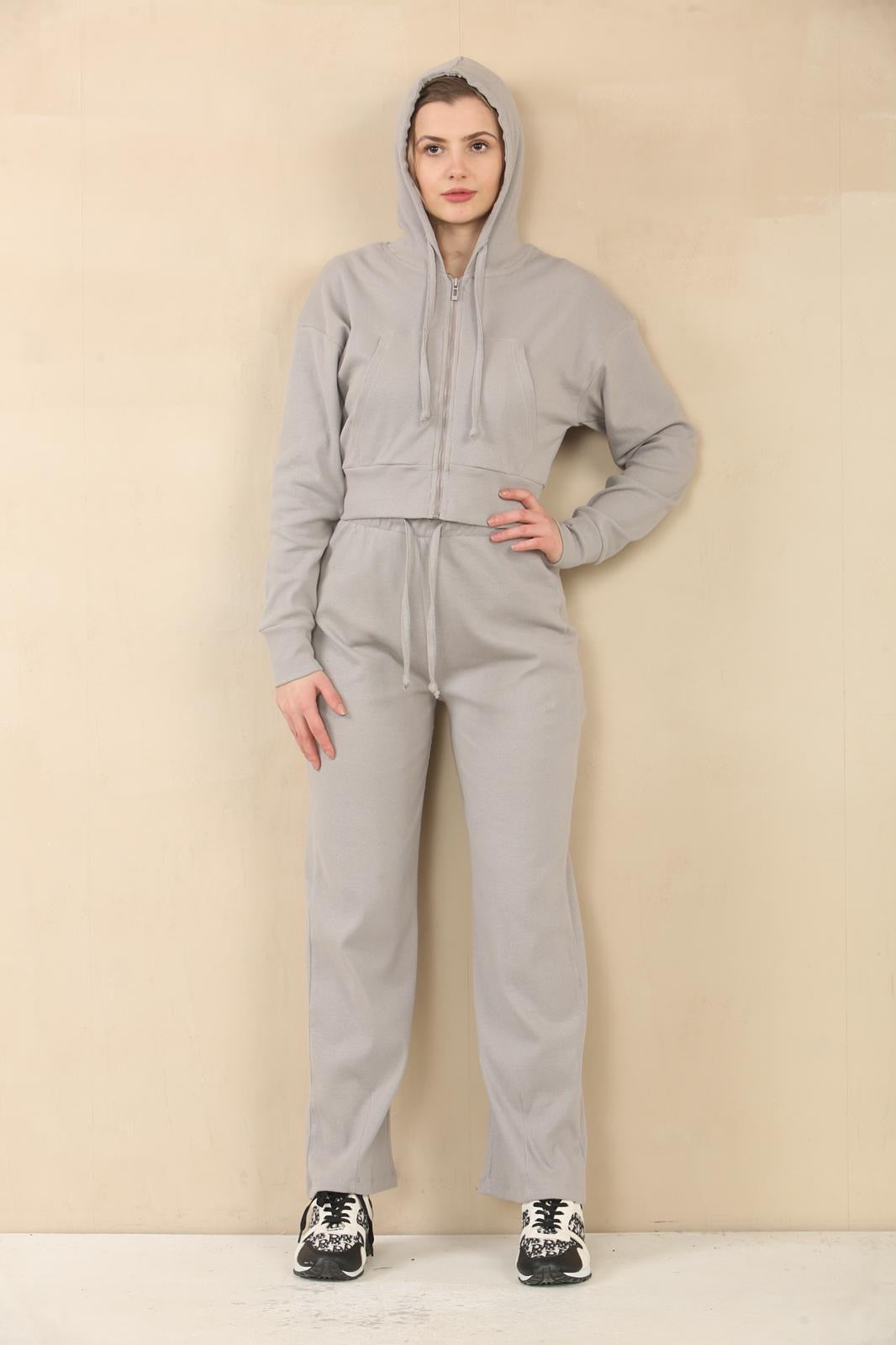 Ribbed Zip Hoodie & Trouser Co-ord - Kenzie - Storm Desire