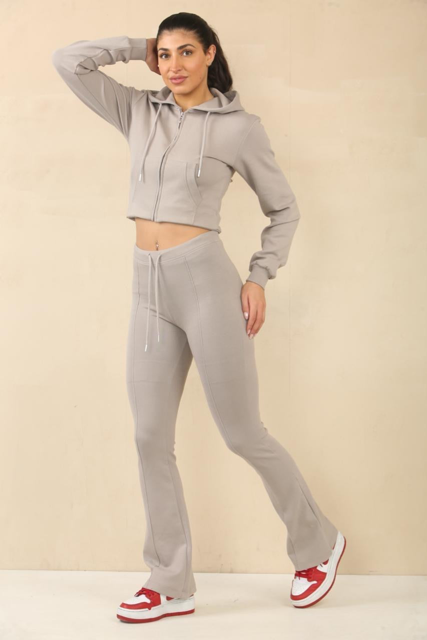 Cropped Hem Bell Bottom Joggers Set - Fernanda