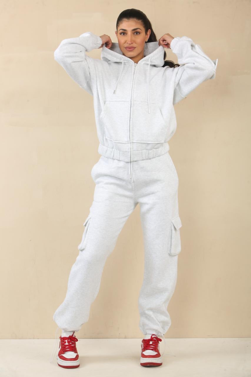 Cargo Bomber Jacket Fleece Tracksuit - Nadia