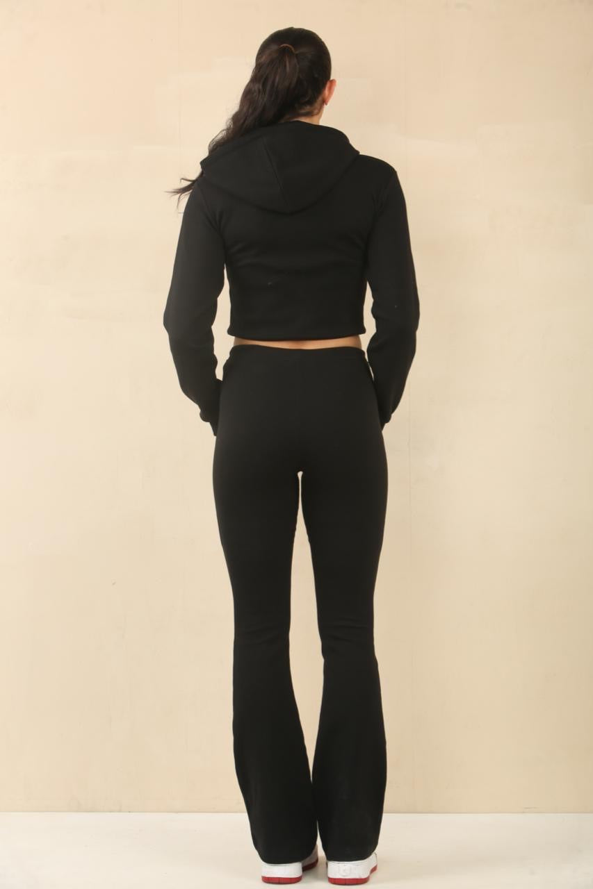 Cropped Hem Bell Bottom Joggers Set - Fernanda - Storm Desire