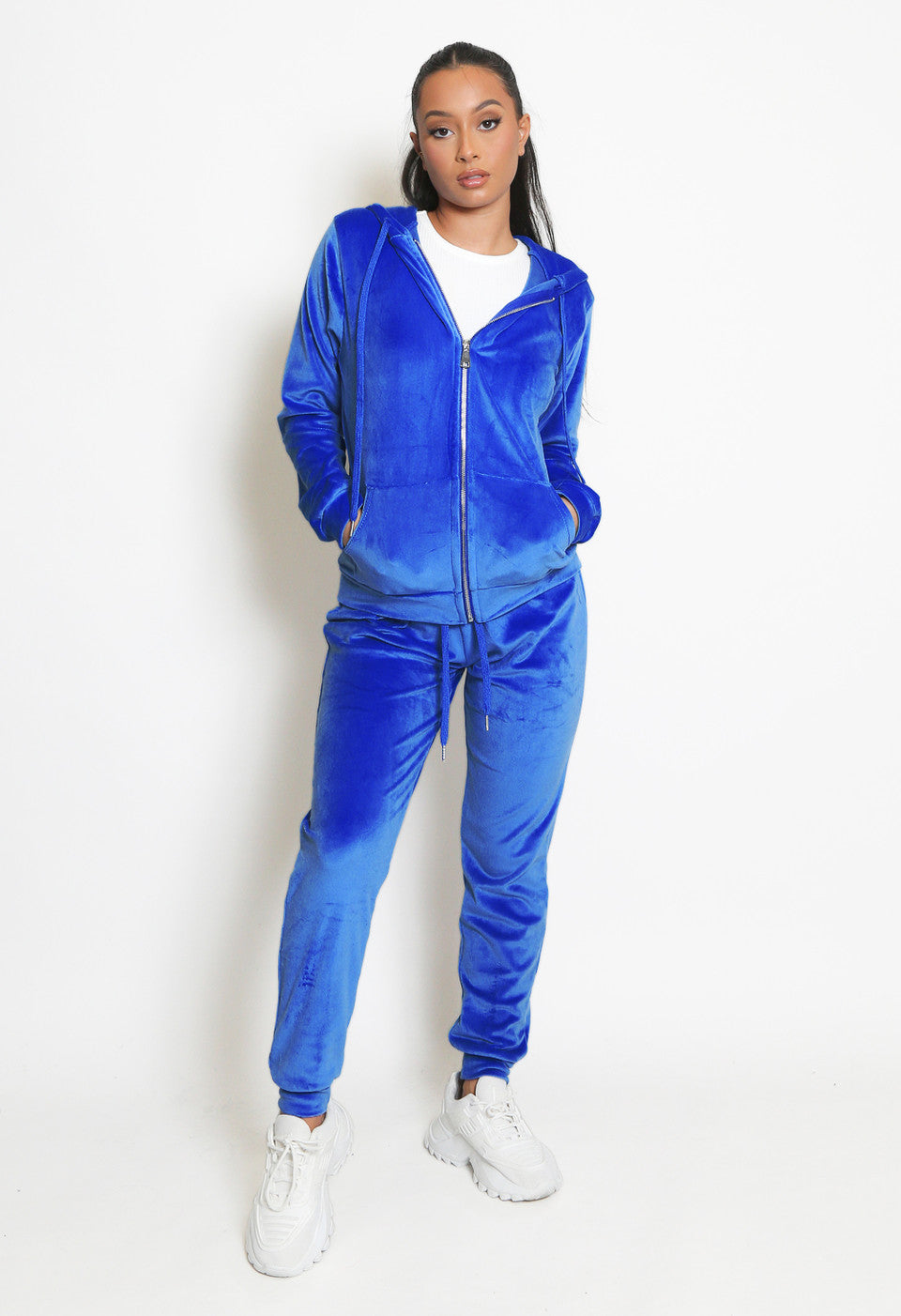 Royal Blue Velvet Hooded Loungewear Set - Megan – Storm Desire