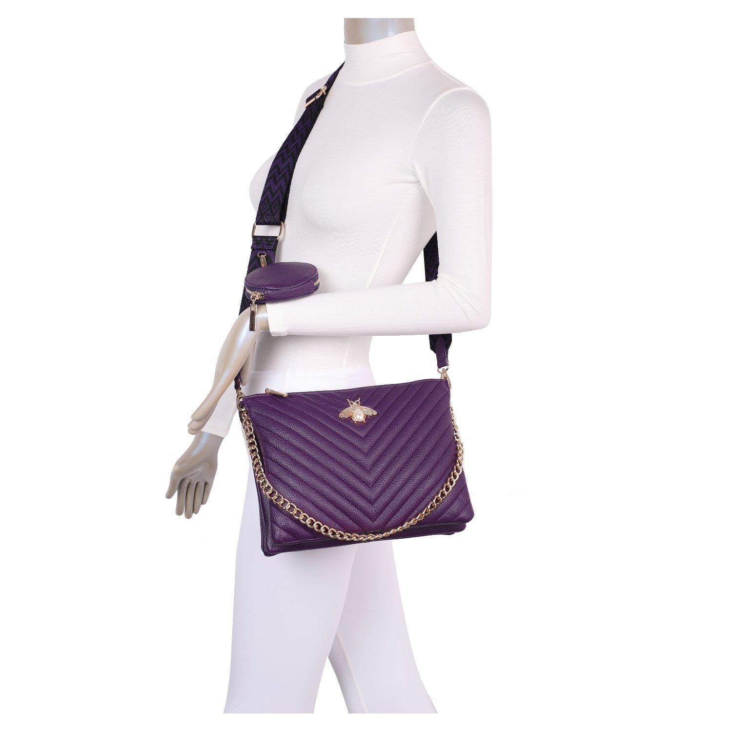 Woven Strap Bee Crossbody Bag - Arabella - Storm Desire