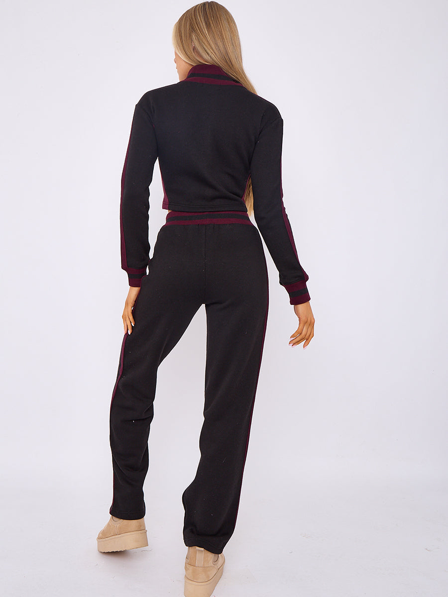 Hampton Zip Up Cropped Top & Jogger Fleece Tracksuit - Sylvie