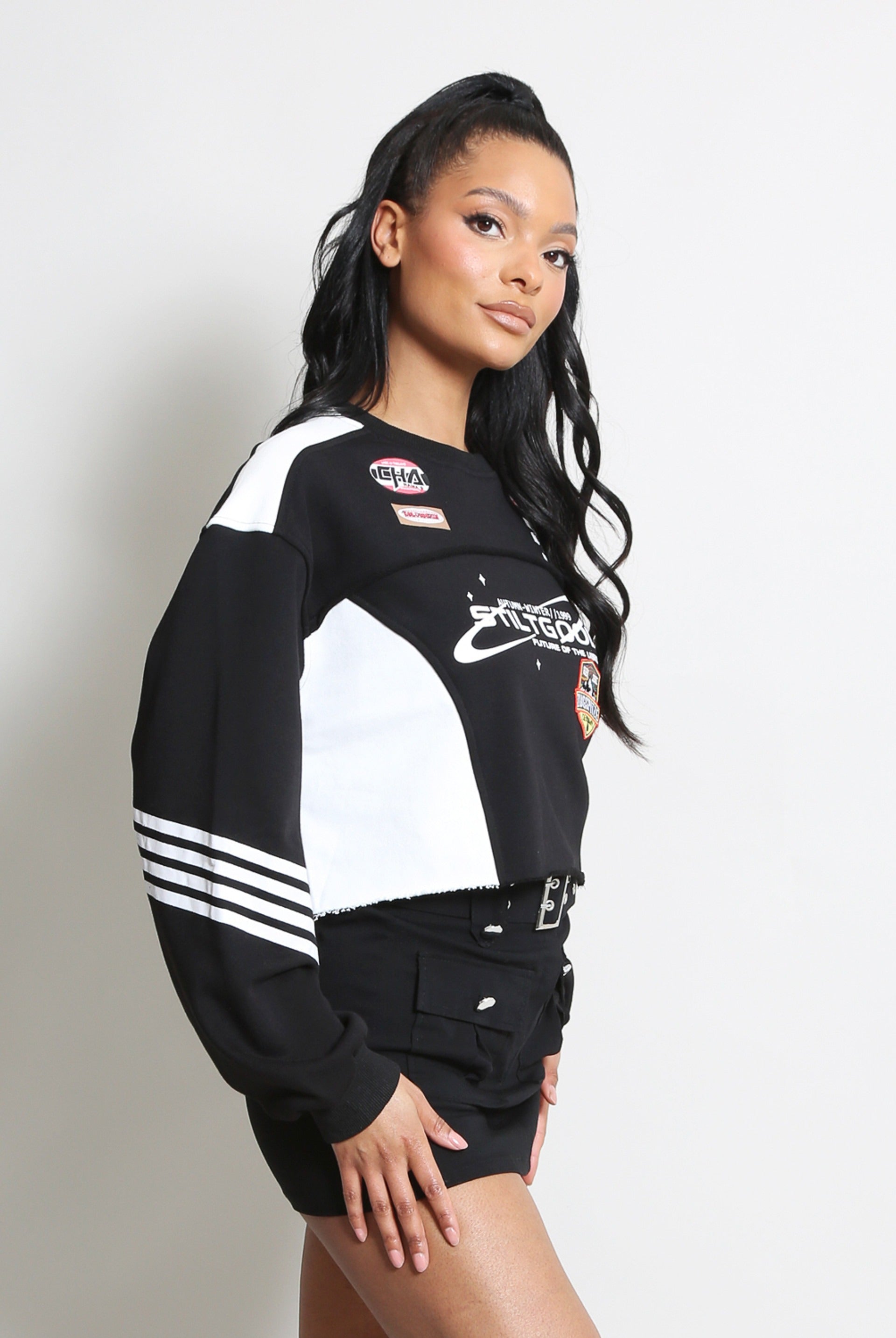 Cropped Racing Sweatshirt - Grace - Storm Desire