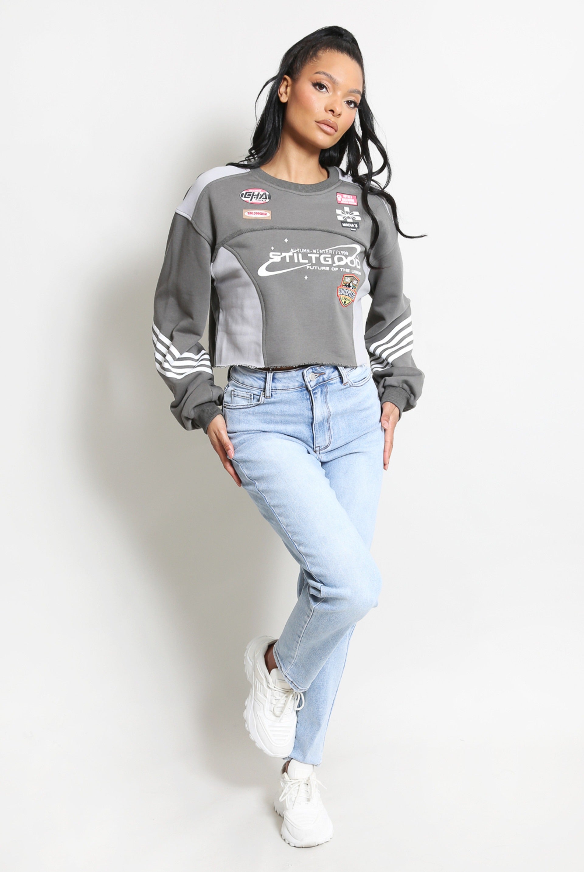 Cropped Racing Sweatshirt - Grace - Storm Desire